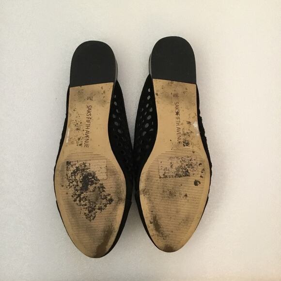 Saks Fifth Slide On Leather Black Flats - Picture 6 of 6